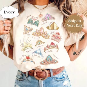 Comfort Color® Disney Princess Crown Shirt Disneyworld Shirt Cinderella Belle Rapunzel Ariel Snow White Disney Girl Trip Shirt