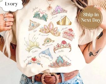 Comfort Color® Disney Princess Crown Shirt Disneyworld Shirt Cinderella Belle Rapunzel Ariel Snow White Disney Girl Trip Shirt