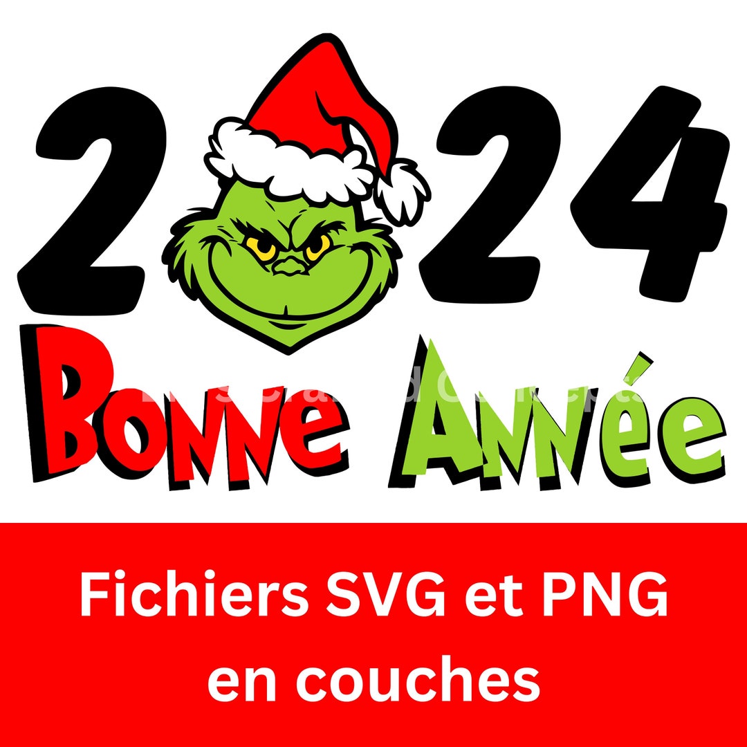 Bonne Année Svg Grinch Png Cartoon Cliparts for Sublimation New Year Celebration Christmas