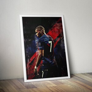 Kylian Mbappe Poster | Sports Prints | Football Prints | Aesthetic Colors | Football Decor | Wall Decor Poster | Football Gifts