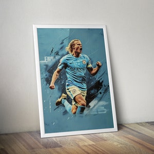 Erling Haaland Poster | Sports Prints | Football Prints | Aesthetic Colors | Football Decor | Wall Decor Poster | Football Gifts
