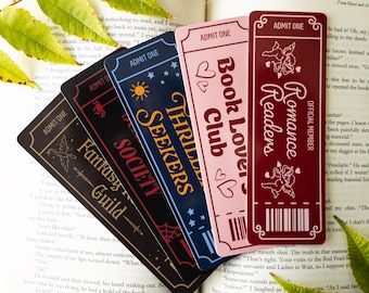 Zakładki do biletów do klubu książki: ręcznie drukowany błyszczący karton