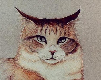 Gato con impresión de actitud de una pintura original.