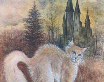 Shadow Dance, espeluznante gato de pelo largo y castillo oscuro