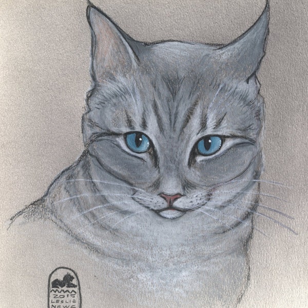 Siamese mix cat art print, tabby point