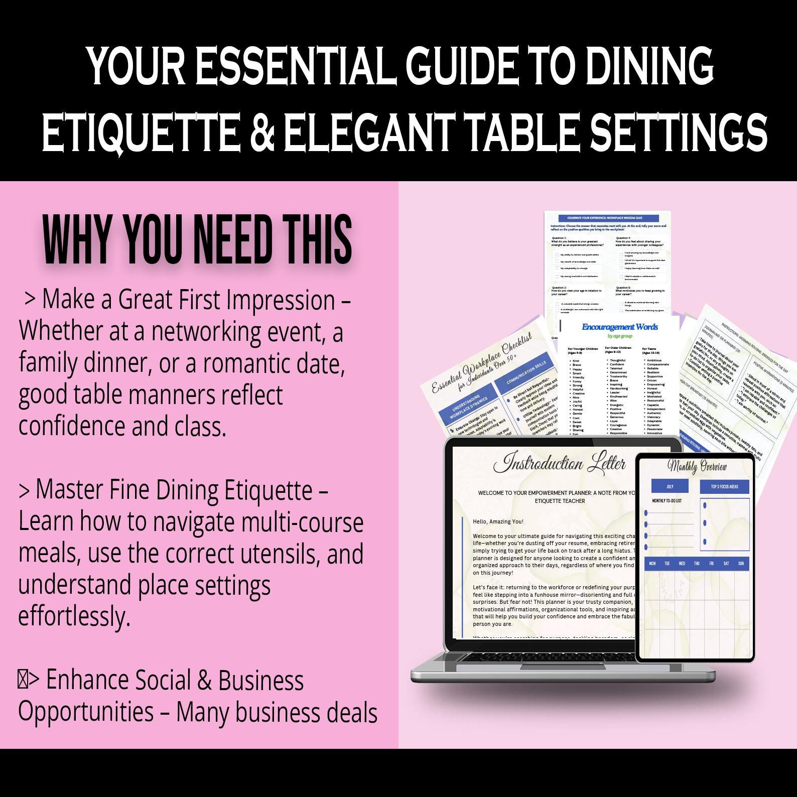 Table Etiquette Guide: Formal Dining Manners (30-page PDF) - Etsy