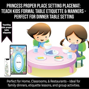 Princess Proper Place Setting Placemat: Teach Kids Formal Table Etiquette & Manners - Perfect for Dinner Table Setting