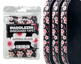 PaddleOn Pickleball Edge Guard Tape – Long Lasting Design (Black Sakura)
