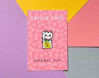 Maneki Neko (Lucky Cat) Enamel Pin Badge