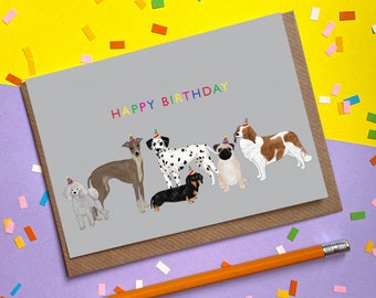 Happy Birthday Dogs | Blank Greetings Card