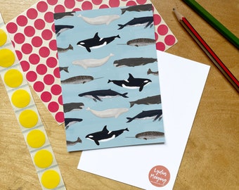 Postcard • Whales - Illustrated Pattern