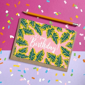 Feliz Aniversário, Calathea Rosa | Cartão de boas vindas