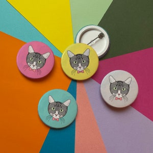 38mm Button Badge - Cat, assorted colours available