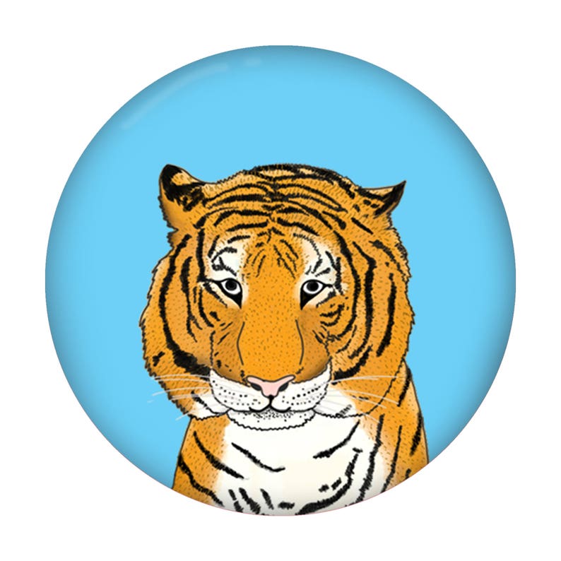 38mm Button Badge Tiger, assorted colours available image 4