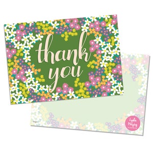 Pack de 10 Merci cartes postales avec enveloppes Kraft brun - printemps fleuri