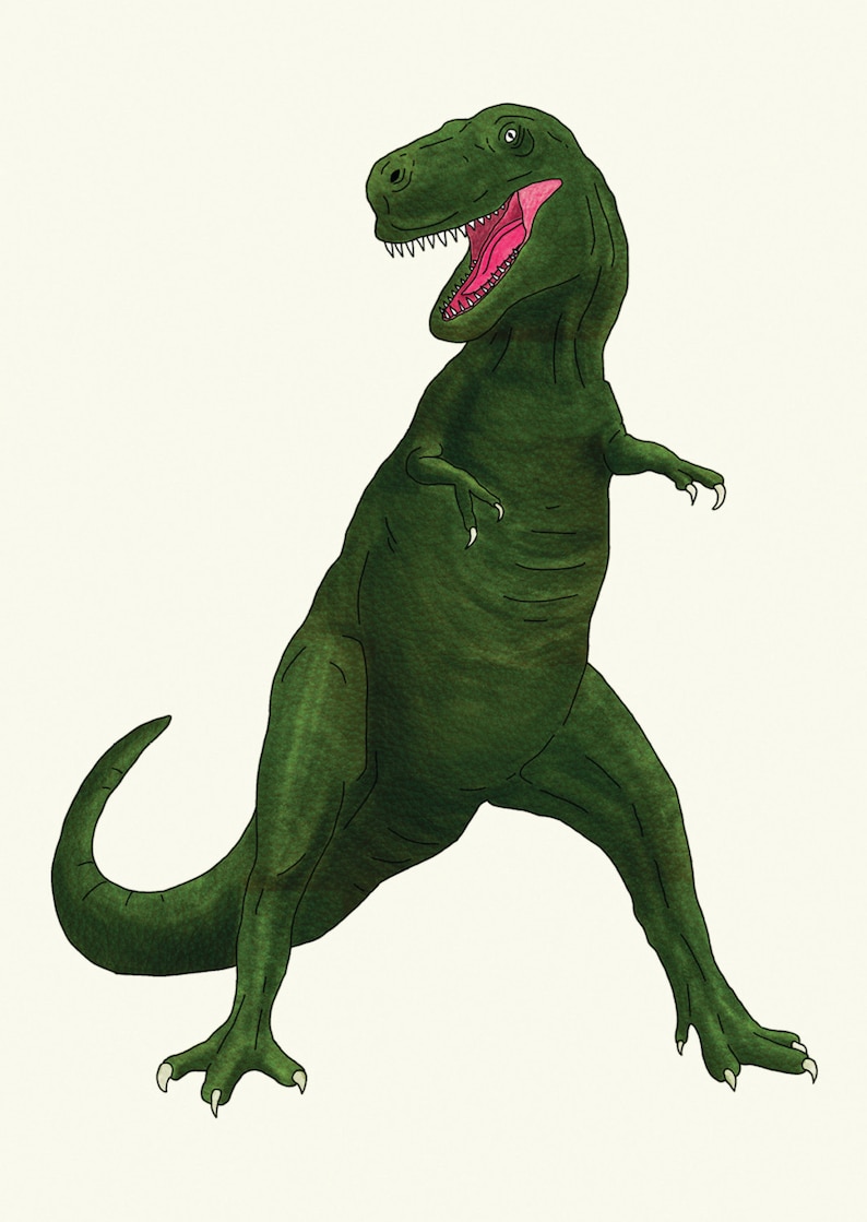 Dinosaur Illustration Postcard \u2022 T Rex