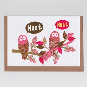 Uau | Cartão de felicitações com corujas Kawaii
