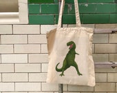 T Rex | Super Soft, Ethically Produced Polyester Tote Bag with Dinosaur Illustration