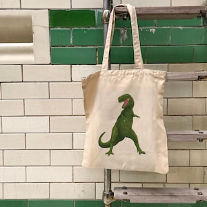 T Rex | Super Soft, Ethically Produced Polyester Tote Bag with Dinosaur Illustration