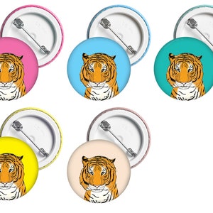 38mm Button Badge Tiger, assorted colours available image 2