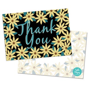 Pack de 10 cartes postales de remerciement avec enveloppes Kraft brunes - Gerbera Black