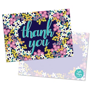 Pack de 10 Merci cartes postales avec enveloppes Kraft brun - Ditsy Floral