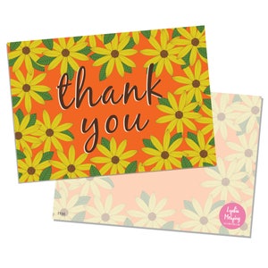 Pack de 10 Merci de cartes postales avec enveloppes Kraft brun - Gerbera Orange