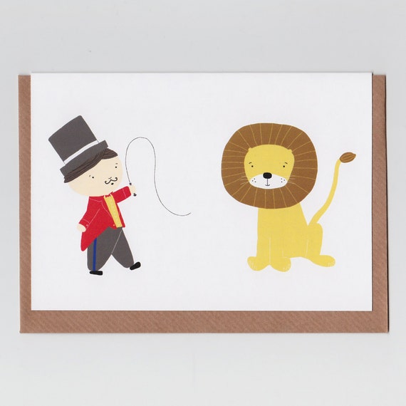 Lion Tamer Greetings Card With Circus Design - Etsy Lion Tamer Greetings Card With Circus Design - Etsy