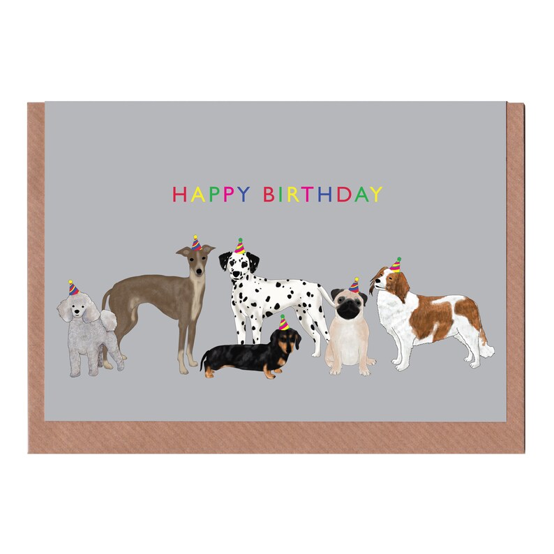 Happy Birthday Dogs Blank Greetings Card Etsy