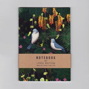 A6 Mini Notebook Jungle Birds illustrated jungle cover with plain pages image 2