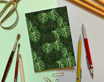 A6 Mini Notebook - Monstera - Tropical Cheese Plant Pattern