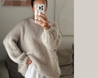 Luxuriöser, übergroßer Alpaka-Pullover – Weiche, handgefertigte Strickware