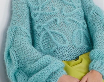 Hand Knitted Silk & Mohair Sweater | Lightweight Fluffy Mohair Jumper | Luxury Handmade Knitwear