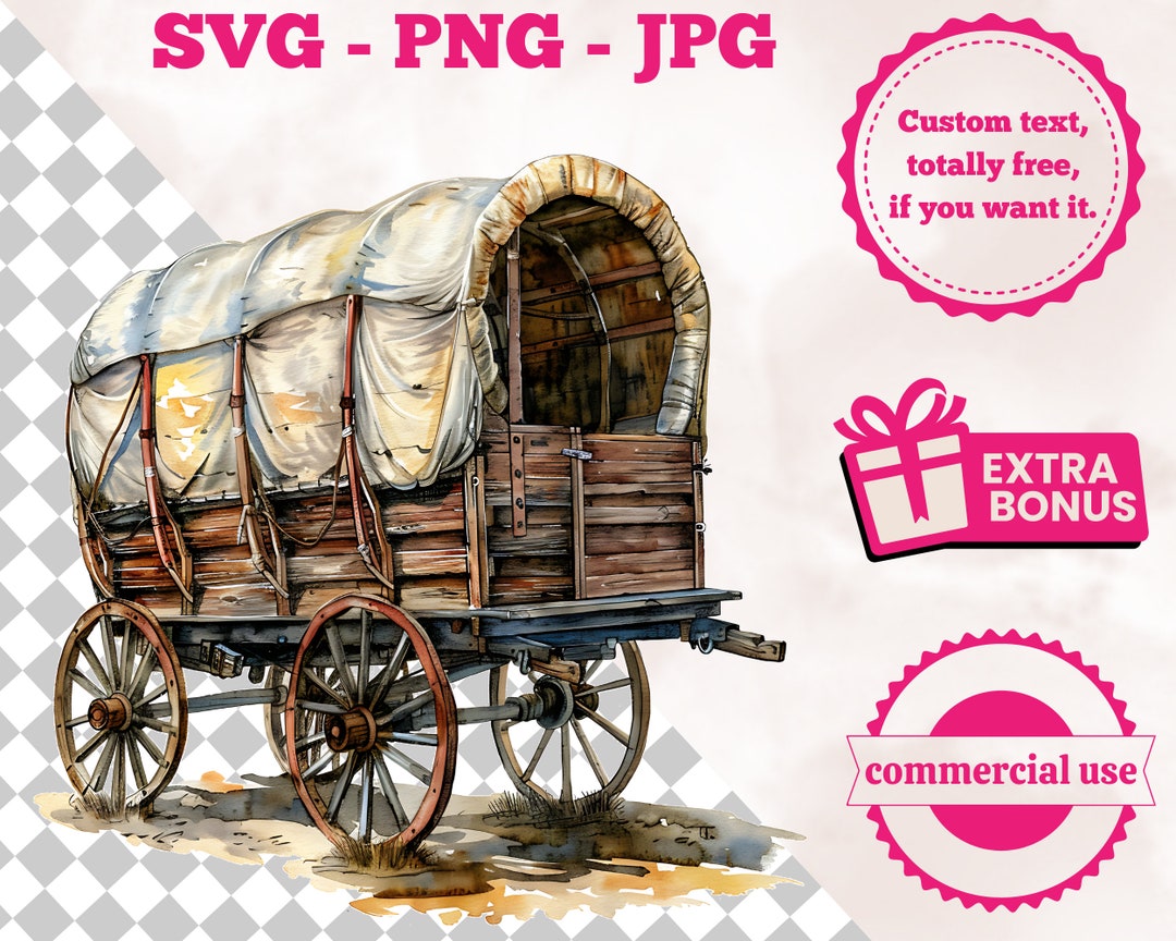 Cowboys Chuckwagon Customizable Watercolor SVG Clipart Hand-painted ...