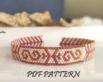 Narrow Beaded Bracelet Pattern, Odd Count Peyote Stitch, DIY Miyuki Delica (PDF Pattern)