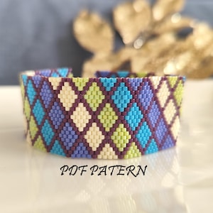 Colorful Beaded Bracelet Pattern, Even Count Peyote Stitch Pattern, DIY Miyuki Delica Bracelet PDF Pattern