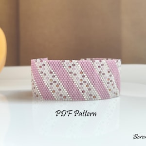 Rosa Perlen Armband Muster, Ungerade Zählung Peyote Stich Muster, DIY Miyuki Delica Armband PDF Muster für den Sommer