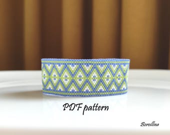 Beaded Bracelet Pattern, Odd Count Peyote Stitch, Miyuki Delica (PDF Pattern)