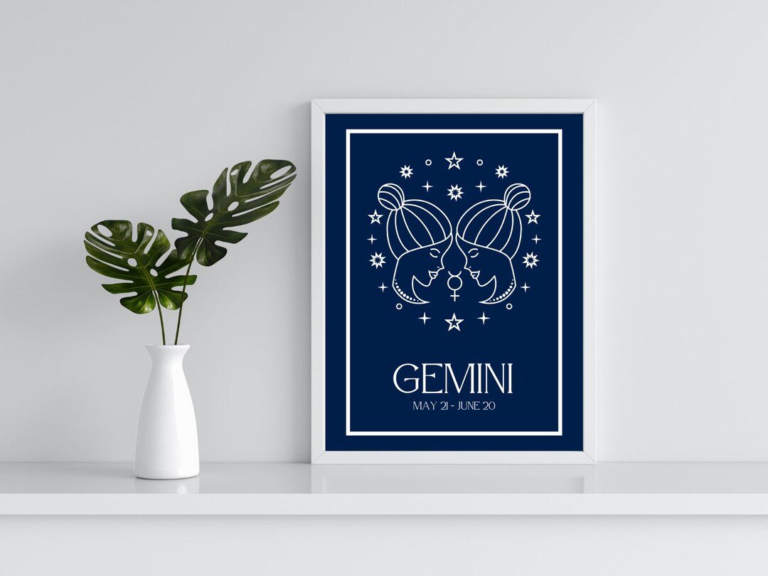 Digital Gemini Poster PDF | Astrology Zodiac Wall Art | Instant