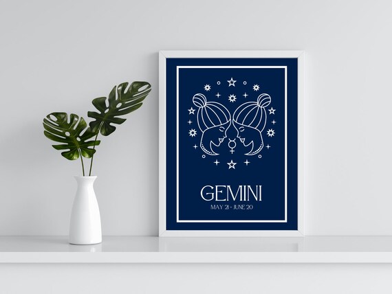 Digital Gemini Poster PDF | Astrology Zodiac Wall Art | Instant