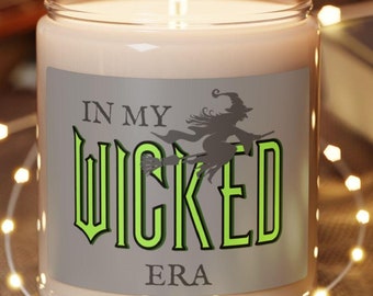 Vela de soja de bruja malvada: regalo para fanáticos de Halloween, gráfico de bruja en escoba