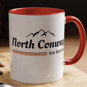 North Conway, New Hampshire Becher, einfache Retro Grafik, NH Geschenk, New England Geschenk, Diner Becher, White Mountains Kaffeebecher, coole Teetasse