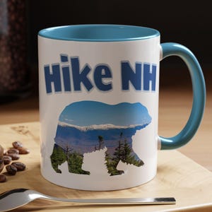 Wanderung NH Becher, New Hampshire Tasse, schwarzer Bär Becher, weiße Berge, NH Wanderer Geschenk, Neu England Wandern, Kaffeetasse, Teetasse, Strumpf Stuffer