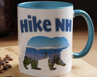Taza de senderismo de New Hampshire, Taza de New Hampshire, Taza de oso negro, Montañas Blancas, Regalo para senderistas de New Hampshire, Senderismo en Nueva Inglaterra, Taza de café, Taza de té, Detalle navideño