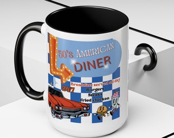 Retro Diner Coffee Mug, Classic American 50's Style Cup, Cool 1950s Style  Tea Cup, 11oz, Gift for Diner Lovers, Restaurant Decor - Etsy UK