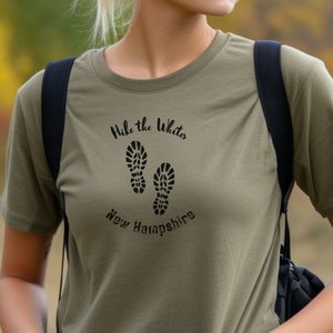 New Hampshire Hike the Whites T-Shirt, Gift for NH Hiker, 4000 Footer Gift Shirt, NH White Mountains Tee, Bootprints Graphic, Minimalist Tee
