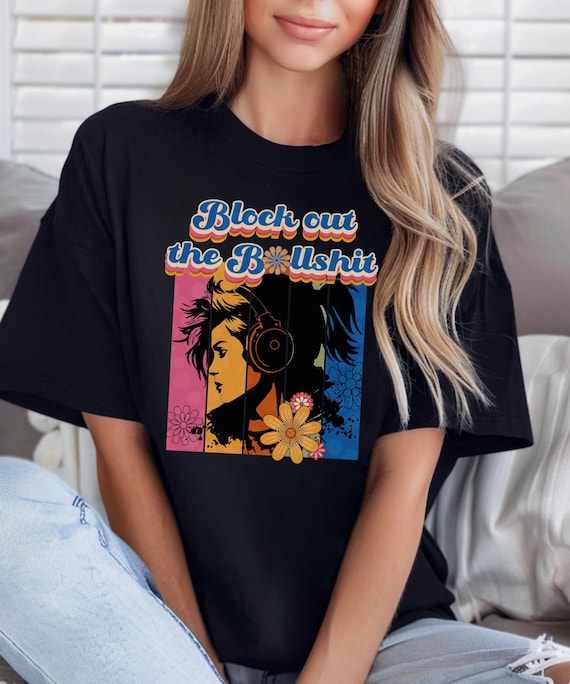 Comfort Colors Retro Vibes T-shirt, Woman in Headphones Graphic