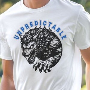 Unpredictable Werewolf Halloween T-shirt, Funny Spooky Season Tshirt, Gift for Dad, Gift for Brother, Scary Unisex Wolf Man October Tee