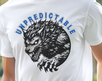 Unpredictable Werewolf Halloween T-shirt, Funny Spooky Season Tshirt, Gift for Dad, Gift for Brother, Scary Unisex Wolf Man October Tee