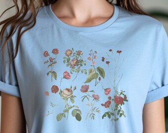 Beautiful Vintage Flower Display T-shirt for Her, Trendy Vintage Flowers Graphic Tee, Gift for Gardener, Gift for Flower Lover, Flower Tee